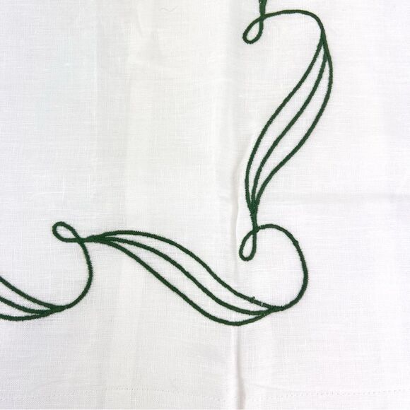 Williams Sonoma Embroidered Linen Leaf Pillowcase Standard White Green - Picture 6 of 6